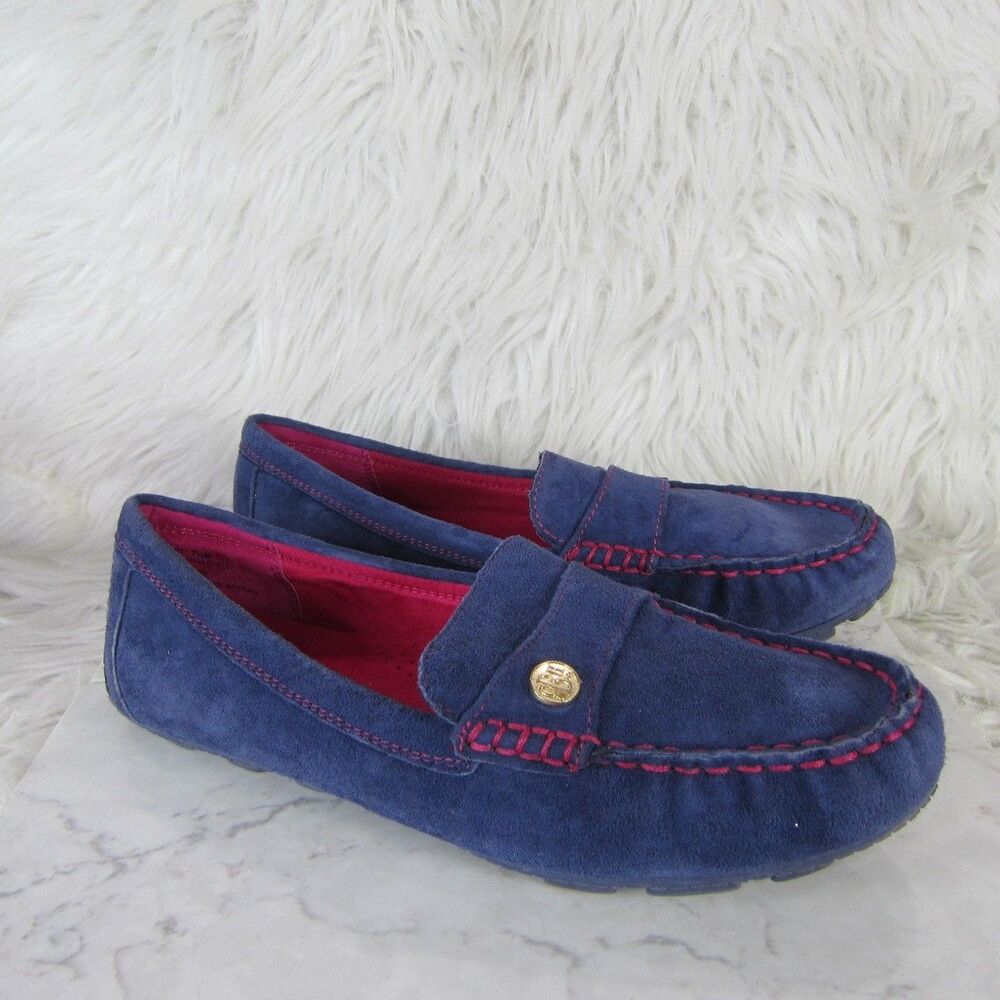 GH Bass Bentley  Flat Loafer Women's Size 7.5 Blue Suede Moc Driving Shoes